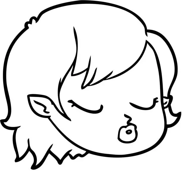 Vector illustration of cartoon vampire girl face