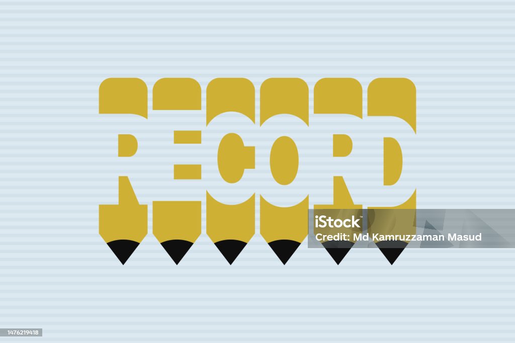 Record Text Design Record Text With Pen Symbol Creative Ideas Design Record Typography ...