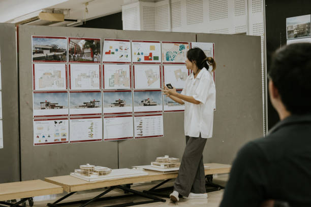 Dream job, real architecture student presents her work with inspiration ideas and space developing ideas, sustainable building master's degree program