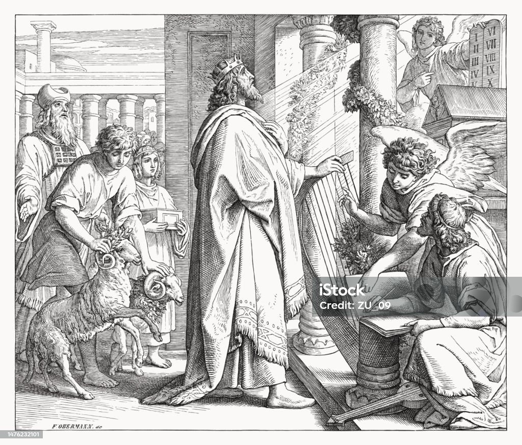 David David The Psalmist Wood Engraving Published 1860 Stock Illustration ...