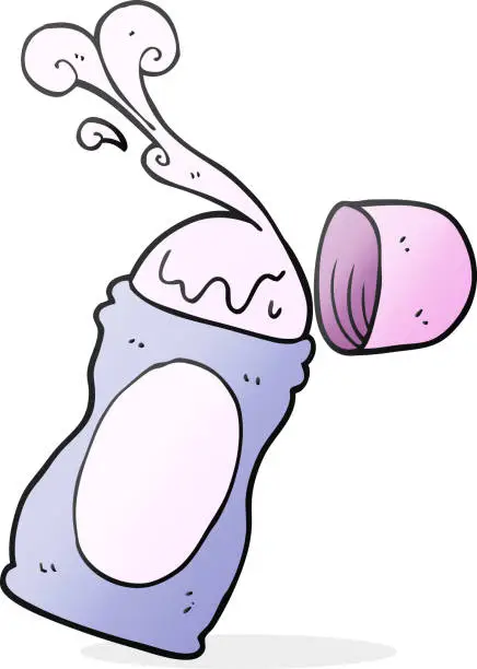 Vector illustration of freehand drawn cartoon roll on deodorant