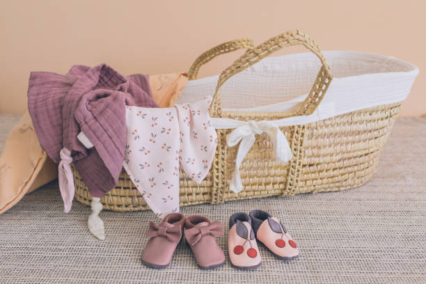istock Baby basket and shoes 1476242446