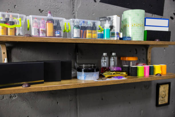 istock Tattoo equipment standing on the shelf 1476245686