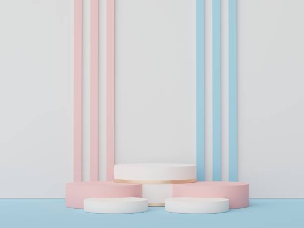 istock 3d display podium with minimal geometric shapes design. rendering scene for mock up and product presentation. 1476247478