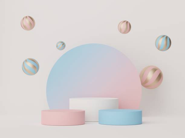 istock 3d display podium with minimal geometric shapes design. rendering scene for mock up and product presentation. 1476247508