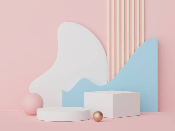 istock 3d display podium with minimal geometric shapes design. rendering scene for mock up and product presentation. 1476247633