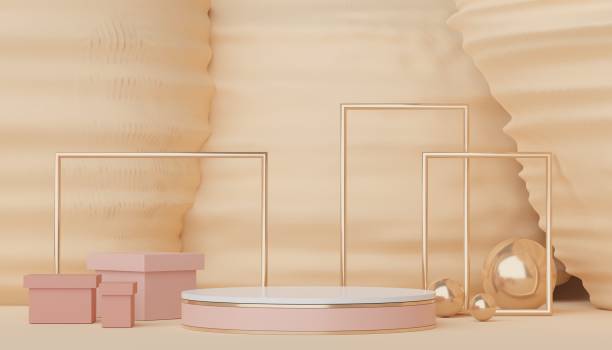 istock 3d display podium with minimal geometric shapes design. rendering scene for mock up and product presentation. 1476248854