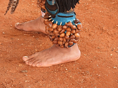 Ankle rattles are from hollow tree nuts called chachayotl Their sound is said to resemble that of a rattlesnake or the rain.