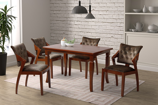 3D rendering Modern Dining room interior. interior design .dinning table
