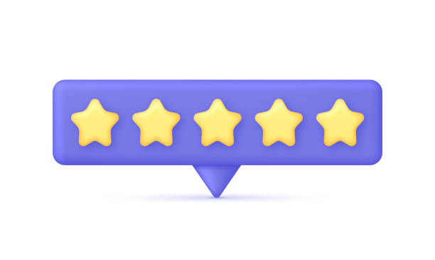 istock 3D Five yellow stars on Speech Bubble. Online feedback, survey or review concept. 1476256664