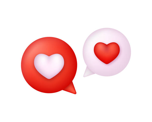 istock 3D Social media notification love like heart icon. Message dialog button with red heart. 1476256706
