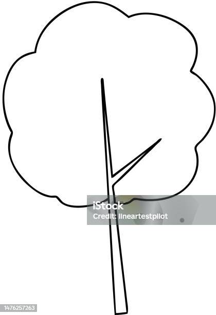 Tree Line Drawing Simple Cartoon Line Drawing Quirky Cartoon Tree Stock Illustration - Download Image ...
