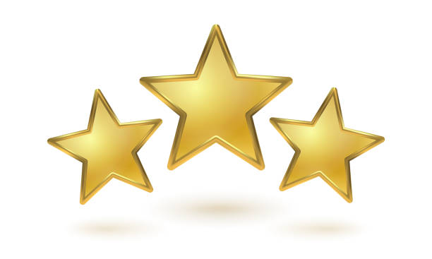 istock Vector icons of three golden stars on white background. Achievements for games or customer rating feedback of website. 1476257366