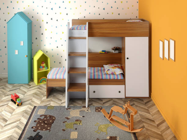 istock Interior of children room with bunk bed 1476257411