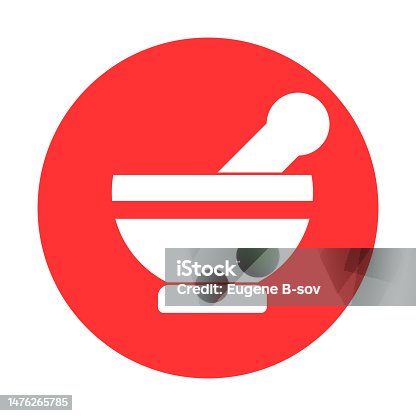 istock Mortar and pestle pharmacy flat icon for apps and websites 1476265785