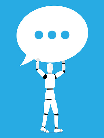 Artificial intelligence carrying speech bubble (concept).