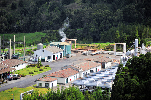 Ribeira Grande﻿, São Miguel Island, Azores, Portugal: Ribeira Grande Geothermal Power Station - clean, green renewable and sustainable energy. Uses steam and hot water from the underground volcanic activity.