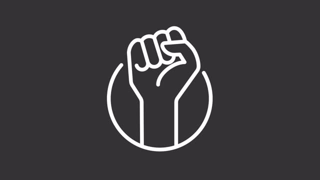 Animated protest white line icon