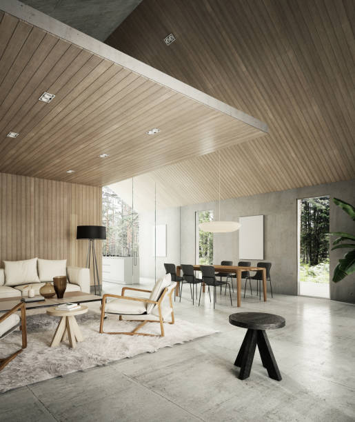 istock Modern home interior. Living room with dining room and kitchen. 1476298117