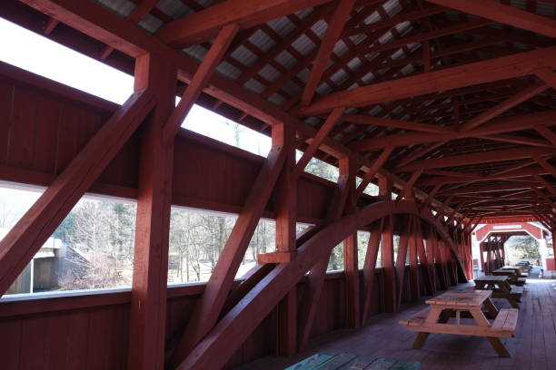 istock Historic red Twin covered bridges 1476306888