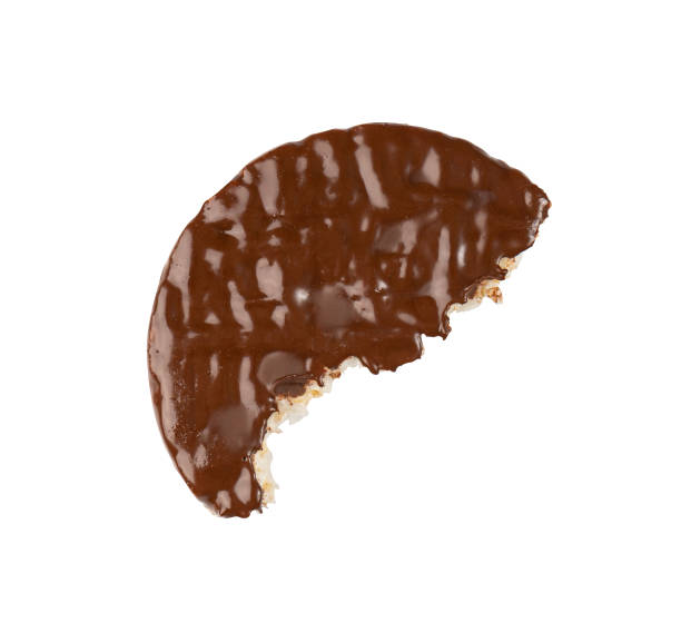 istock Bitten Puffed Rice Cake with Chocolate Isolated, Rice Diet Bread, Waffle, Cocoa Crackers 1476307353