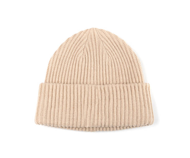 istock Winter Hat Isolated, Knitted Cap, Beige Winter Hat on White Background 1476307496