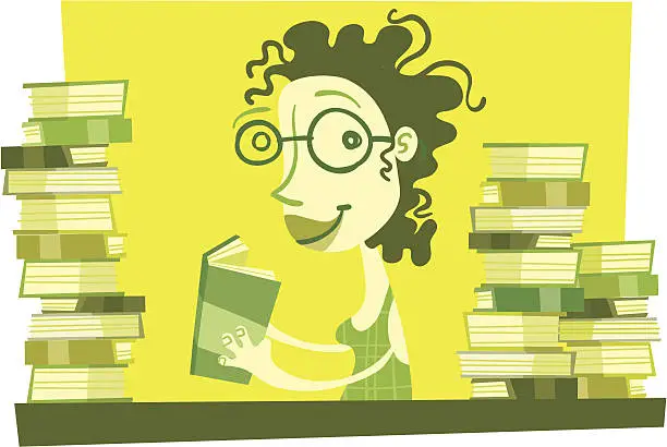 Vector illustration of Bookworm Betty