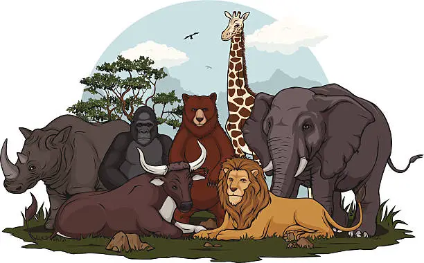 Vector illustration of Wild animal collection