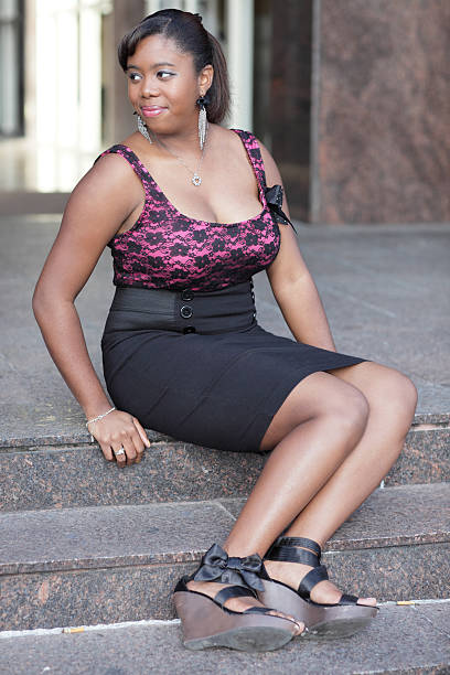 istock Fashionable woman sitting on the steps 147632210