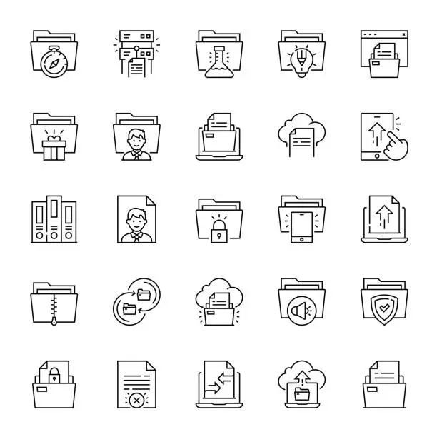 Vector illustration of Line Icon Set of Archives