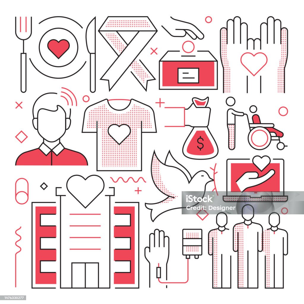 KARITATION UND SPENDEN Web-Banner mit linearen Icons, trendiger linearer Stilvektor - Lizenzfrei Bildhintergrund Vektorgrafik KARITATION UND SPENDEN Web-Banner mit linearen Icons, trendiger linearer Stilvektor - Lizenzfrei Bildhintergrund Vektorgrafik