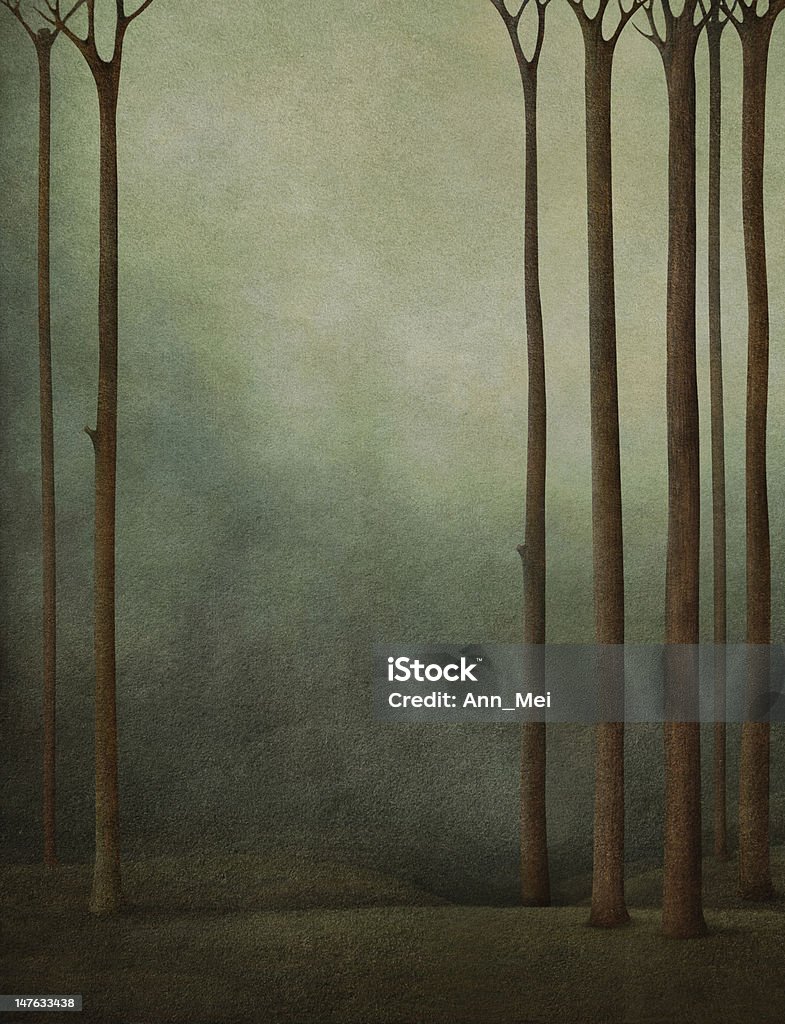 Background to the forest and meadow. The dark background of trees without leaves. Computer Graphics. Art stock illustration