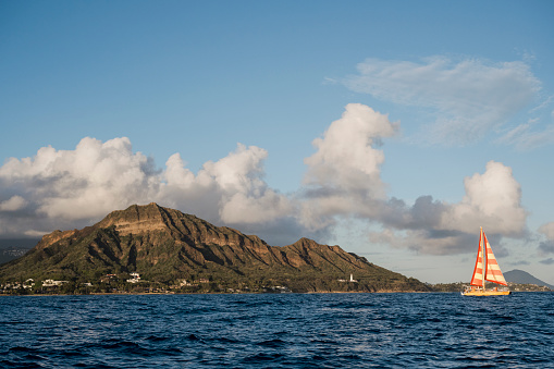 Iconic Diamond Head in Oahu Hawaii. Travel destinations in Hawaii