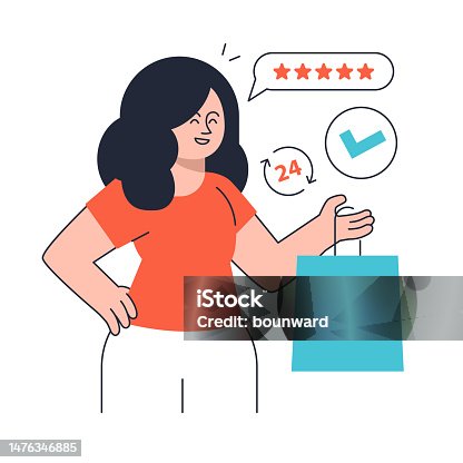 istock Woman with shopping bag. Cartoon vector illustration. 1476346885