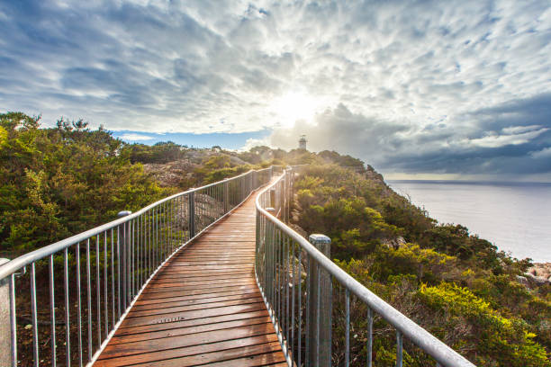 istock Built boardwalk path to lighthouse overlooking the ocean 1476349416