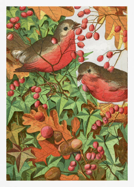 istock Beautiful Seasonal illustration. Autumntime plants and birds. 1476349728