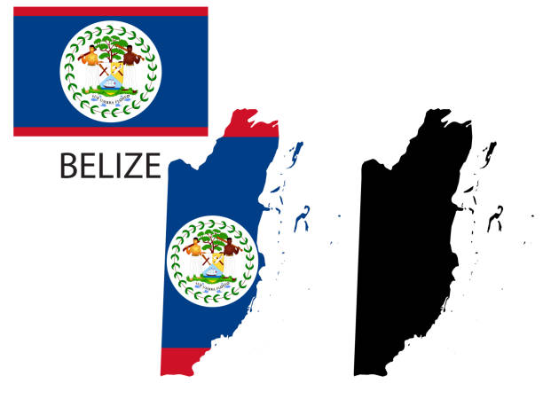 флаг белиза и векторная иллюстрация карты - flag of belize stock illustrations