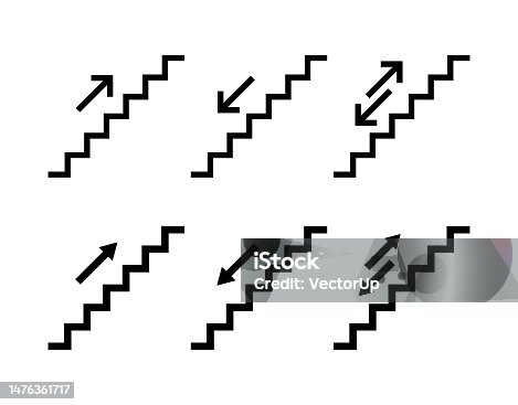 istock Man walking stairs, up and down movement. Emergency evacuation 1476361717