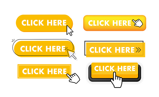 Set Of Click Here Button Hand Pointer Clicking Click Here Web Buttons ...