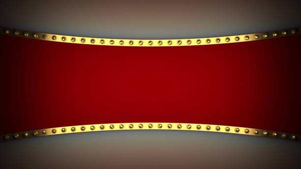 istock Red frame gold border light retro advertising sign. 3d rendering 1476380251
