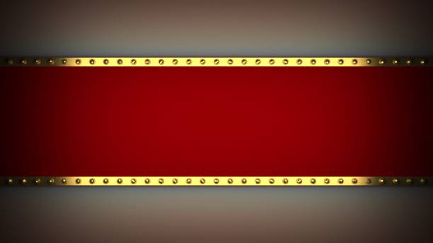 Red frame gold border light retro advertising sign. 3d rendering