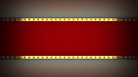 Red frame gold border light retro advertising sign. 3d rendering