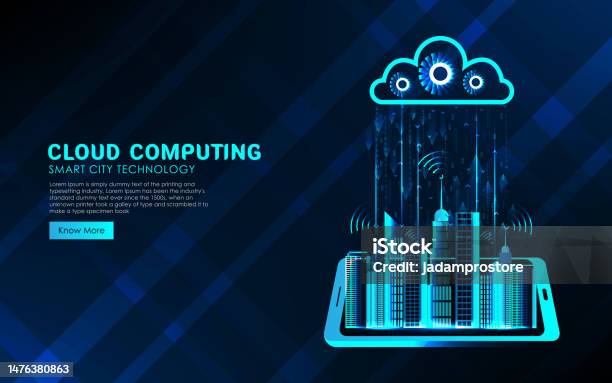 Cloud City Computer Cloud Computing Concept Smart City Wireless Internet Communication With ...