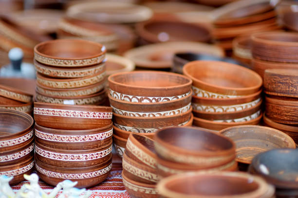 istock Ceramic dishes, tableware and jugs sold on Easter market in Vilnius. Lithuanian capital's traditional crafts fair is held every March on Old Town streets. 1476386897