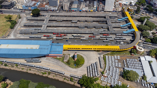 sao paulo, brazil, march  24, 2023, Aerial view of the parque dom pedro II bus terminal
