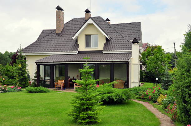 house with its garden stock photo