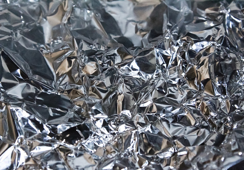 textured abstract background of crumpled aluminum foil