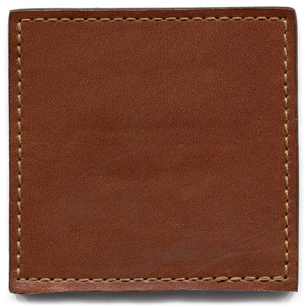 Brown Leather Texture Brown Leather Texture with stitching frame. textile patch stock pictures, royalty-free photos & images