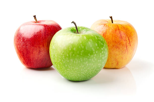 녹색, 노란색 및 빨간색 사과들 - apple red delicious apple studio shot fruit 뉴스 사진 이미지