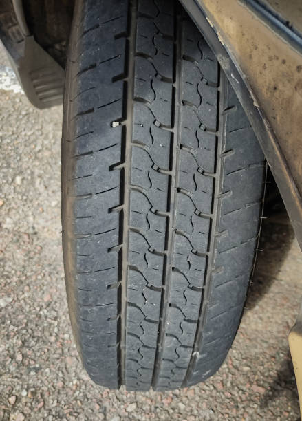 istock Damaged tire on the right side. 1476430791